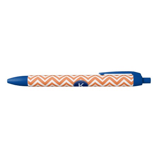 Stylo Noir Monogramme Orange Zigzag Motif (Haut)