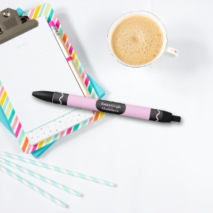 Stylo Noir Monogramme Pastel Pink Couleur Crayon Enveloppé