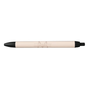 Stylo Noir Monogramme personnalisé décoratif rose féminin Nom