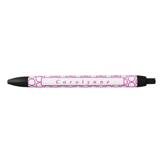 Stylo Noir Monogramme personnalisé Motif circulaire géométriq (Devant)