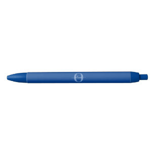 Stylo Noir Monogramme personnalisé Nom du script Bleu Blanc