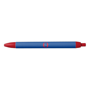 Stylo Noir Monogramme personnalisé Nom du script Bleu Blanc R