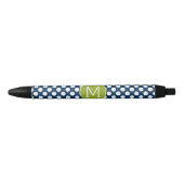 Stylo Noir Monogramme personnalisé Pois bleu marine et vert c (Devant)