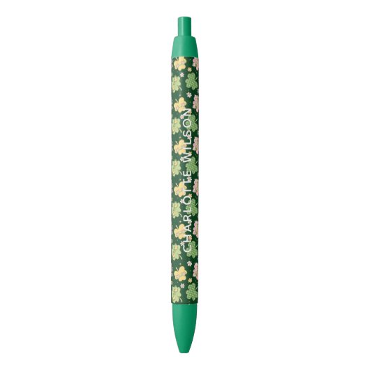 Stylo Noir Monogramme Rétro Groovy de la Saint-Patrick (devant Vertical)