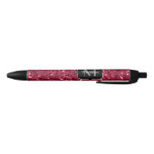 Stylo Noir Monogramme rose foncé magenta faux scintillants (Bas)