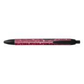Stylo Noir Monogramme rose foncé magenta faux scintillants (Dos)