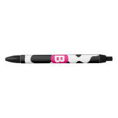 Stylo Noir Monogramme rose Motif de patchs de vache (Devant)