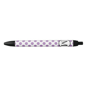 Stylo Noir Monogramme simple avec le pois de lavande