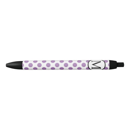 Stylo Noir Monogramme simple avec le pois de lavande (Devant)