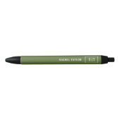 Stylo Noir Monogramme simple moderne vert olive foncé (Devant)