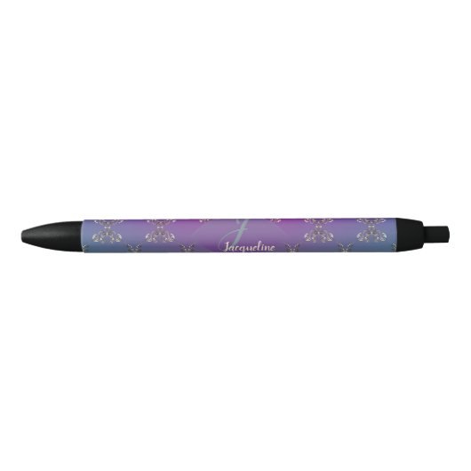 Stylo Noir Monogramme Turquoise orange violet (Devant)