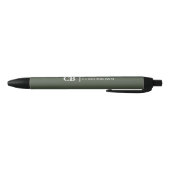 Stylo Noir Monogramme vert forestier moderne et élégant (Bas)