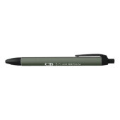 Stylo Noir Monogramme vert forêt élégant moderne (Haut)