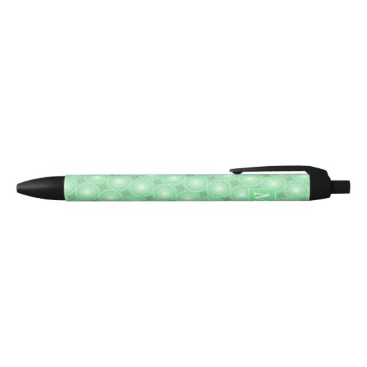 Stylo Noir Monogramme vert ressort cercles motif (Haut)