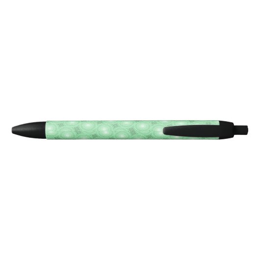 Stylo Noir Monogramme vert ressort cercles motif (Dos)