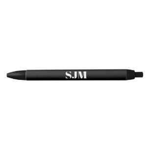 Stylo Noir Monographie moderne noir initiales personnalisées