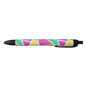 Stylo Noir Mosaïque de couleurs vives arc-en-ciel