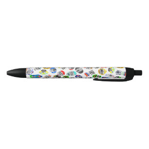 Stylo Noir Motif à code barre des légumes