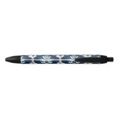 Stylo Noir Motif à fleurs bleu et blanc (Dos)
