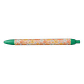 Stylo Noir Motif à fleurs Orange Retro (Devant)