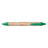 Stylo Noir Motif à fleurs Orange Retro (Dos)