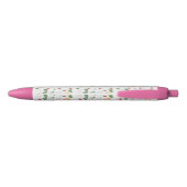 Stylo Noir Motif à fleurs, Rose (Dos)