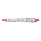 Stylo Noir Motif à fleurs, Rose (Bas)