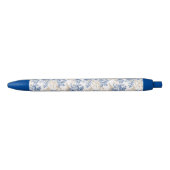 Stylo Noir Motif à fleurs Vintage d'hiver bleu (Devant)