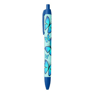 Stylo Noir Motif à la bouillie bleue peinte à la main