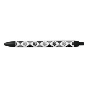 Stylo Noir Motif à motifs de losanges noir et gris