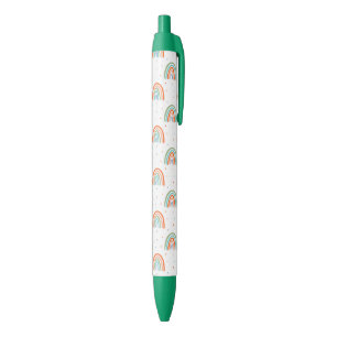 Stylo Noir Motif à point arc-en-ciel coloré