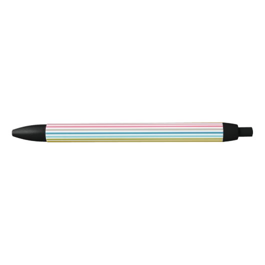 Stylo Noir Motif à rayures colorées (Devant)