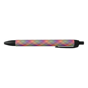 Stylo Noir Motif Abstrait Coloré Damier