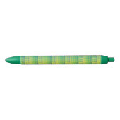Stylo Noir Motif Abstrait Damier Vert Bleu (Devant)