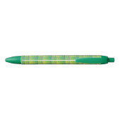 Stylo Noir Motif Abstrait Damier Vert Bleu (Dos)