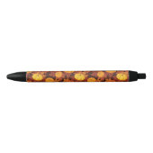 Stylo Noir Motif avec citrouille et érable d'automne (Devant)