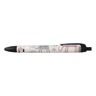 Stylo Noir motif avec de mignons éléphants et girafes géant