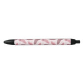 Stylo Noir motif avec des plumes de paon (Devant)