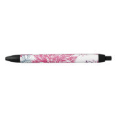 Stylo Noir Motif avec les asters et le dahlia roses (Devant)