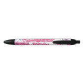 Stylo Noir Motif avec les asters et le dahlia roses (Dos)