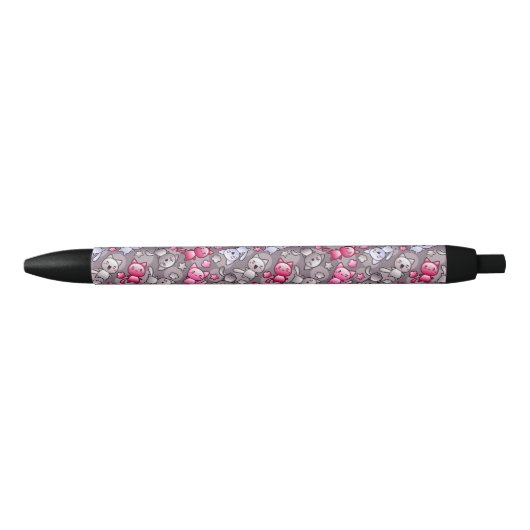 Stylo Noir motif avec les chats mignons de griffonnage de (Devant)