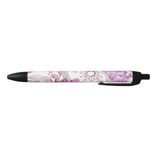 Stylo Noir Motif avec les fleurs roses (Bas)