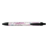 Stylo Noir Motif avec les fleurs roses (Dos)