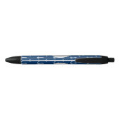 Stylo Noir Motif blanc d'Ancres de bleu marine, monogramme (Dos)
