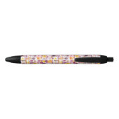 Stylo Noir Motif blanc rayé tacheté (Dos)