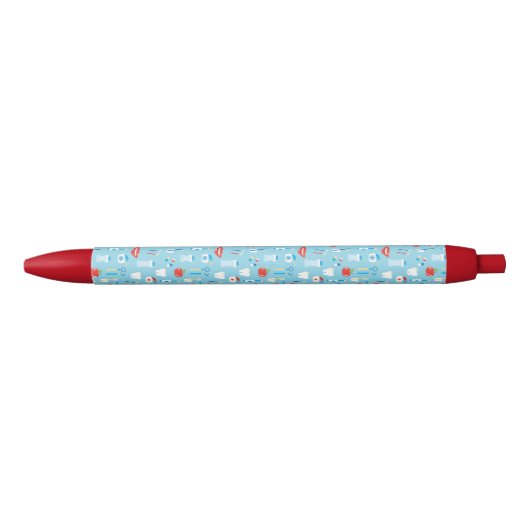 Stylo Noir Motif bleu dentaire (Devant)