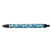 Stylo Noir Motif bleu Feuille (Devant)