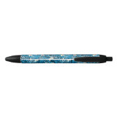 Stylo Noir Motif bleu Feuille (Dos)