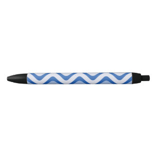 Stylo Noir Motif bleu ondulé