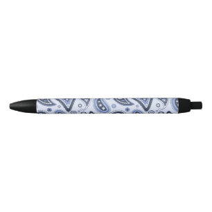 Stylo Noir Motif Blue Paisley